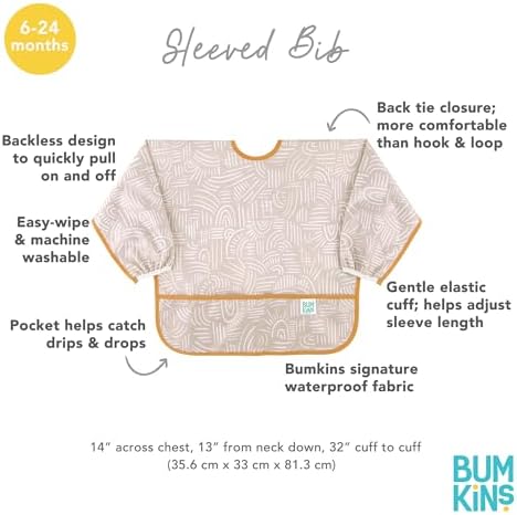 Bumkins Sleeved Bib for Girl or Boy, Baby and Toddler for 6-24 Mos, Essential - Image 5