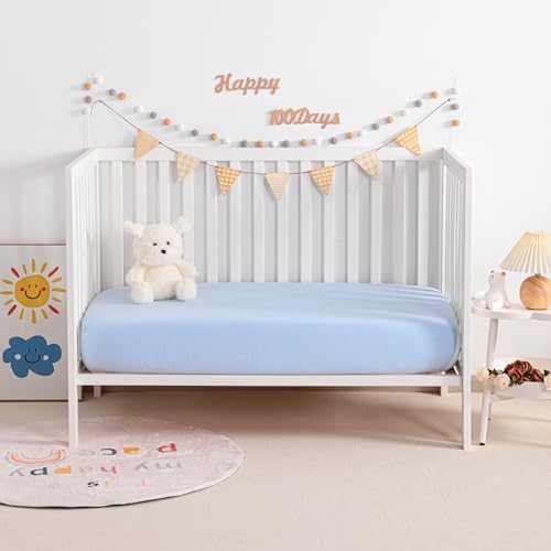 NTBAY Mini Crib Muslin Fitted Sheets, 2 Pack, 24 x 38 - Image 2