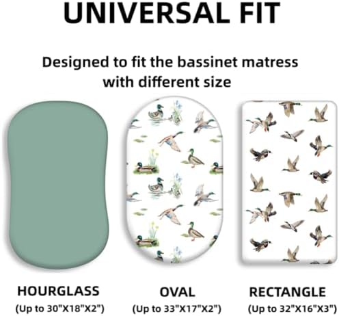 4 Pack Mallard Duck Baby Bassinet Sheets Neutral Unisex Breathable Fitted - Image 2