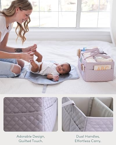 Lily Miles Baby Diaper Caddy Organizer, Quilted Nursery Storage Organizer - Image 3