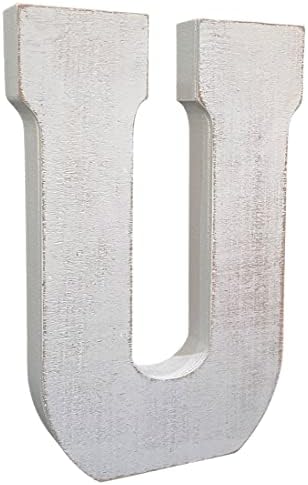 ABELOTS Large Wood Letter Distressed White Wash Alphabet Wall Décor Monogram - Image 2