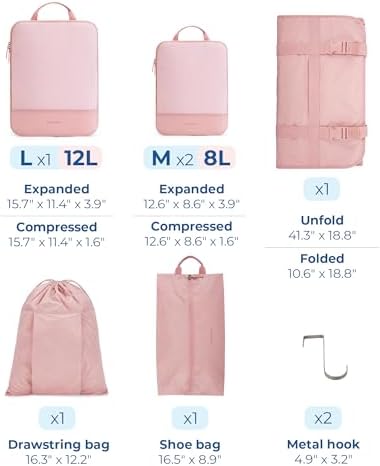 BAGSMART Hanging Compression Packing Cubes 6 Set Cruise Travel Essentials - Image 4