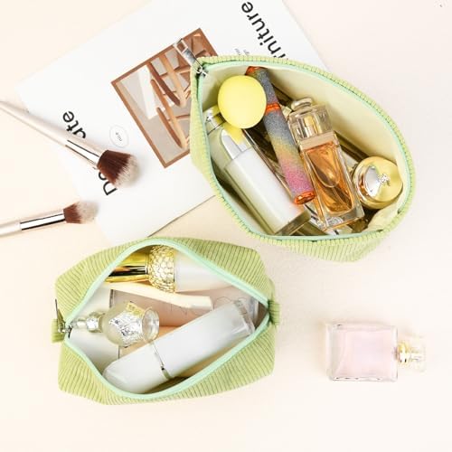 SOIDRAM 2 Pcs Corduroy Makeup Bag Large Cosmetic Bag Toiletry Bag Makeup Pouch - Image 4