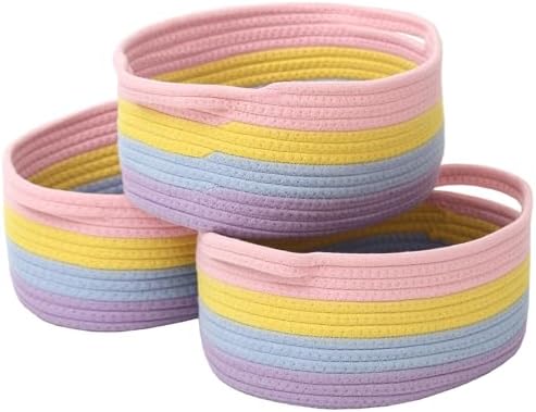 JMvicyroam Small Woven Basket, Empty Gift Basket, Rainbow/3 Pack by JMvicyroam