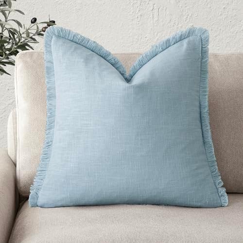 Foindtower Decorative Linen Fringe Throw Pillow Covers Cozy Boho Farmhouse by Foindtower