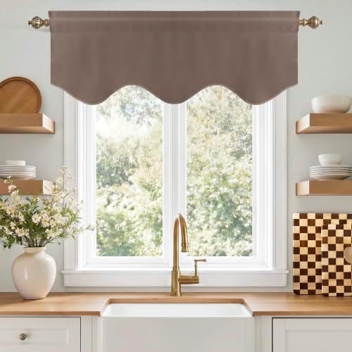 NICETOWN Cappuccino Valance Curtains Rustic Farmhouse Window Treatment - Image 5