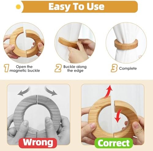 CGhardbay Magnetic Curtain Tiebacks Wood - Image 5
