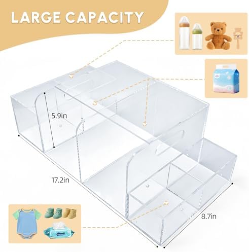 Diaper Caddy Acrylic, Baby Changing Table Organizer, Dresser Tabletop Organizer - Image 5