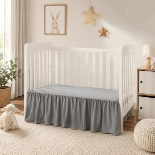 Crib Skirt Dust Ruffle 14" Drop by VTNXUN