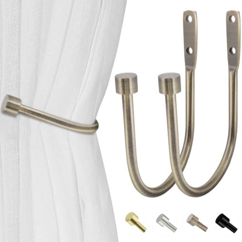 HIKMLK Curtain Holdbacks 2pcs, 100% Cast Iron Solid Heavy Duty Metal Curtain by HIKMLK