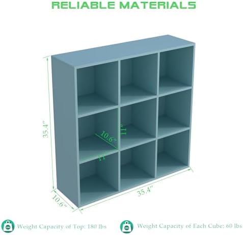 OSCHF 9-Cube Storage Shelf Bookcase, Light Blue - Image 2