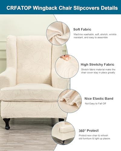CRFATOP Wingback Chair Covers Wing Armchair Slipcovers - Image 3