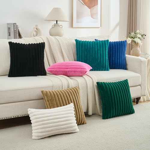 FUTEI Pack of 2 Faux Fur Throw Pillow Covers 16x16 Inch - Image 6
