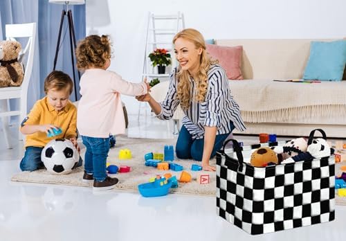 Rectang Checkered Flag Storage Basket Gift Shelf Basket Storage Bin, Nursery - Image 7