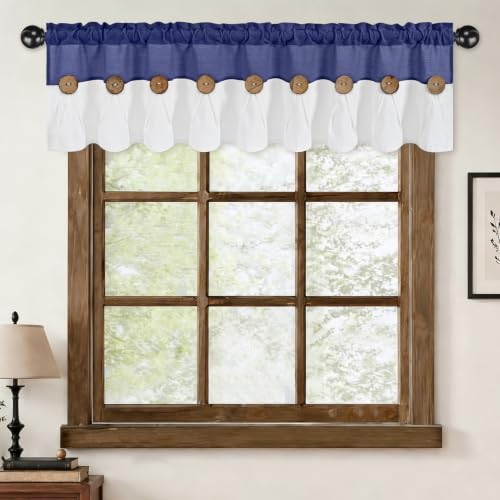 FRAMICS Farmhouse Valance Curtains, Boho Cotton Linen Kitchen Valance, Rustic - Image 7