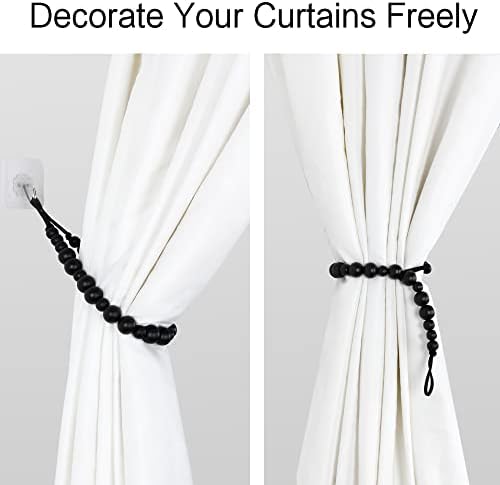2 Pack Wood Bead Curtain Tieback, Boho Curtain Holdbacks - Image 3