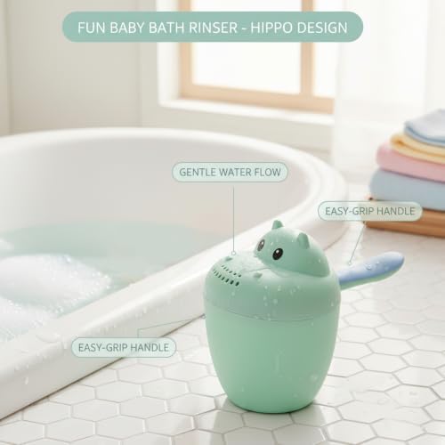 Baby Bath Rinse Cup, Fun Hippo Design, Safe PP - Image 4
