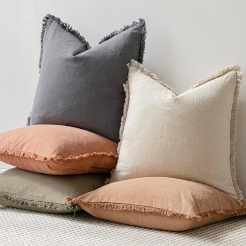 Foindtower Decorative Linen Fringe Throw Pillow Covers Cozy Boho Farmhouse - Image 5