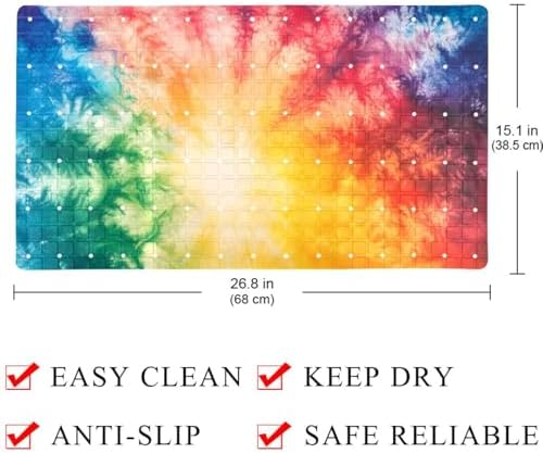 Bathtub Mat Non Slip 26.8x15.1In, Tie Dye Bath Mat - Image 4