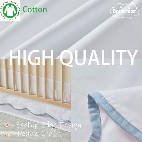 Brandream Scallop Edge Cotton Crib Skirt Toddler Bedskirt Baby Nursery Crib Bed - Image 4