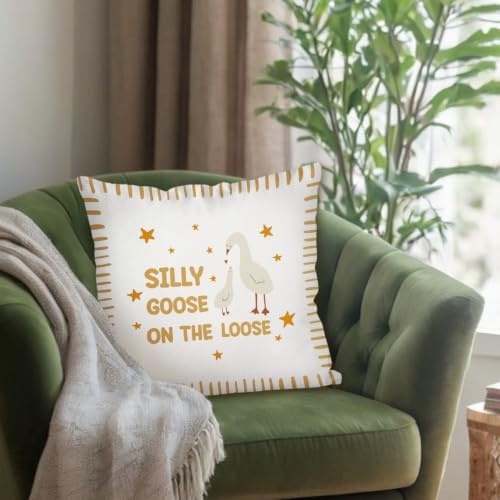 Yellow Silly Goose Pillow Cover Toddler Boy Bedroom Decor - Image 6