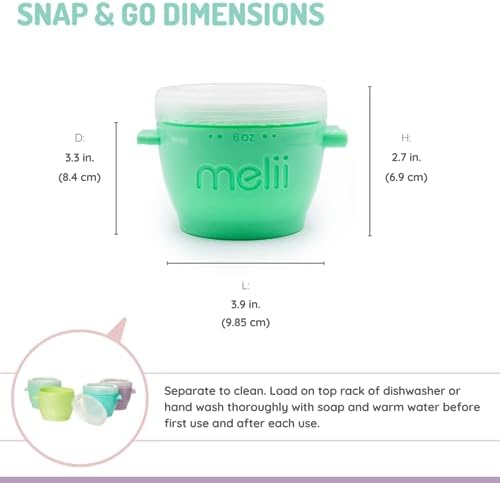 melii Snap & Go Baby Food Storage Containers | 4 Pack 6 oz, Stackable Snack - Image 7