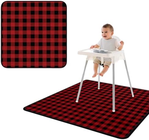 BapronBaby Red Buffalo Plaid Waterproof Splash Mat Catch All Floor Cover by BapronBaby