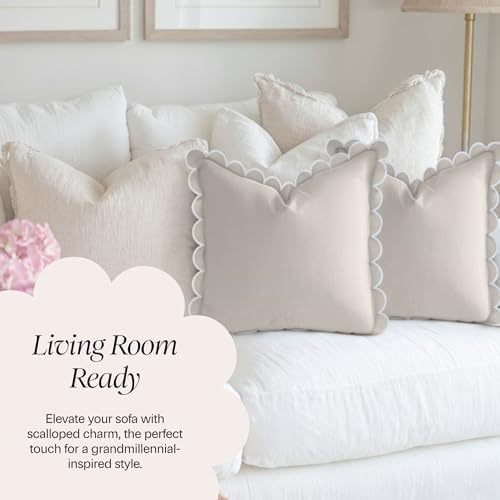BEBE BASK Scalloped Pillow Cover Set of 2, Cotton - Image 6