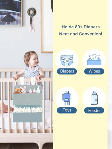 Hanging Diaper Organizer for Bassinet/Crib/Playpen/Playard – Hold 80+ Diapers - Image 2