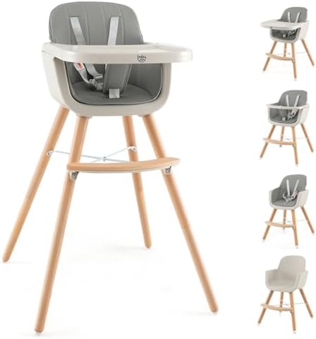 BABY JOY Convertible Baby High Chair, 3 in 1 Wooden Highchair/Booster/Chair by BABYJOY