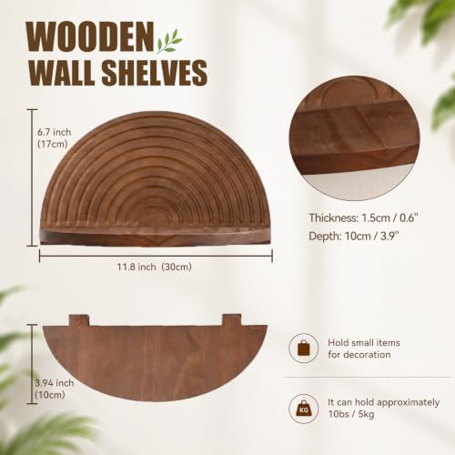 Artilady Boho Shelf Wall Decor, Mid Century Wood Floating Shelves Storage - Image 2
