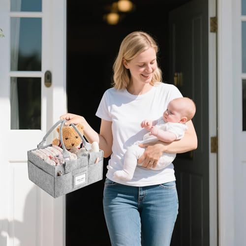 Baby Diaper Caddy Organizer, Collapsible Nursery Storage Basket - Image 7