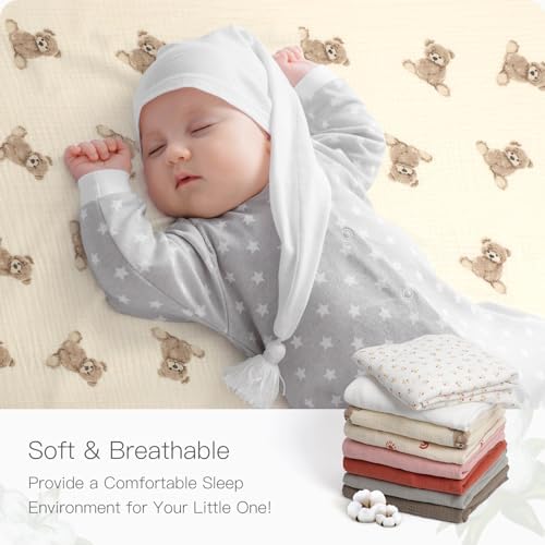Organic Crib Sheets Fitted Crib Mattress Sheet 2 Pack 52x28 Inches 100% Muslin - Image 3