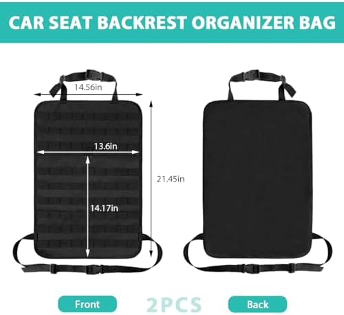 2 PCS Car Seat Back Organizer, Tactical MOLLE Sag Proof Vehicle Panel Backseat - Image 2