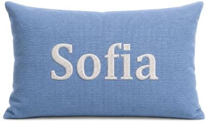 Custom Embroidered Name Pillow，Personalized Decorative Lumbar Throw by JAXVVIQEN