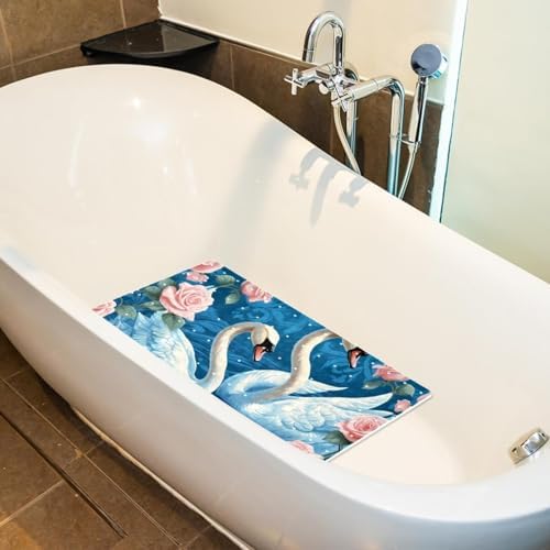 Shower Mat Non Slip, Swans Roses Flower Anti Slip Bath Mat - Image 5