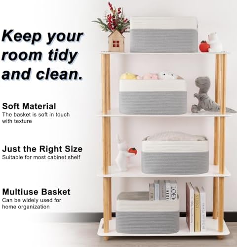 4 Pack Storage Baskets for Organizing, Woven Baskets for Shelves - Image 3
