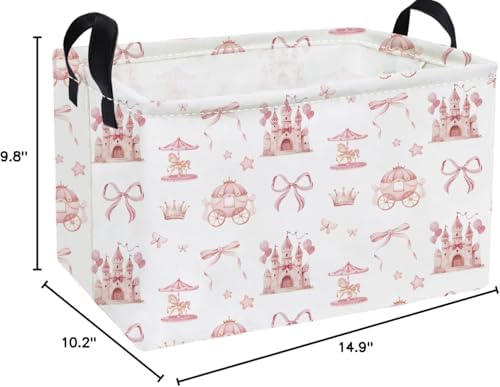 Essme Rectangular Pink Baskets, Girls Storage Box, Cute Basket - Image 2