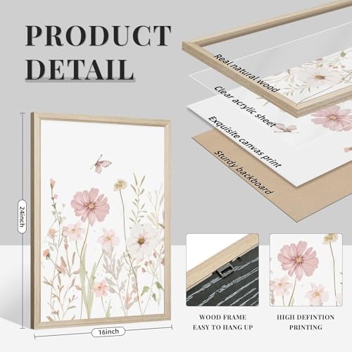 Wildflower Nursery Wall Art Pink Watercolor Floral Painting Baby Girl Nursery - Image 2