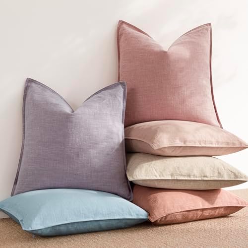 Foindtower Decorative Linen Lumbar Throw Pillow Covers 12x20 Inch Rose Pink - Image 6