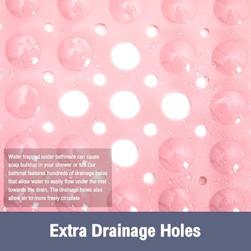 Square Shower Mat Bathtub Mat Tub Bath Mat Non Slip Pink 21"x21" - Image 4