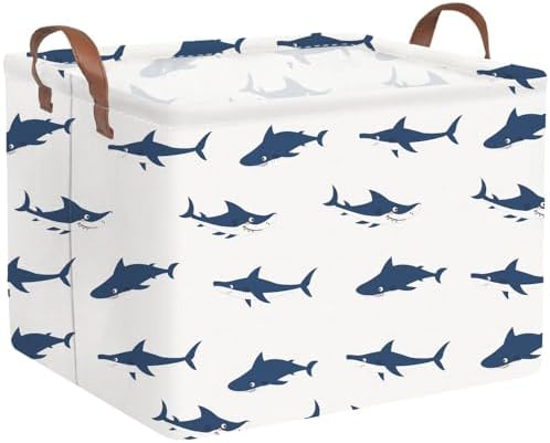 Rectangular Easter Shark Basket, Collapsible toy box by FXOCSHE