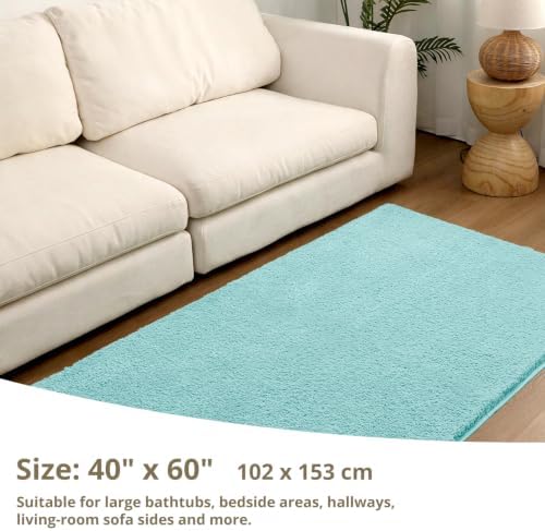 Polyester Bathroom Rug 40"x60" Aqua Haze, Large Soft Bath Mat - Image 2