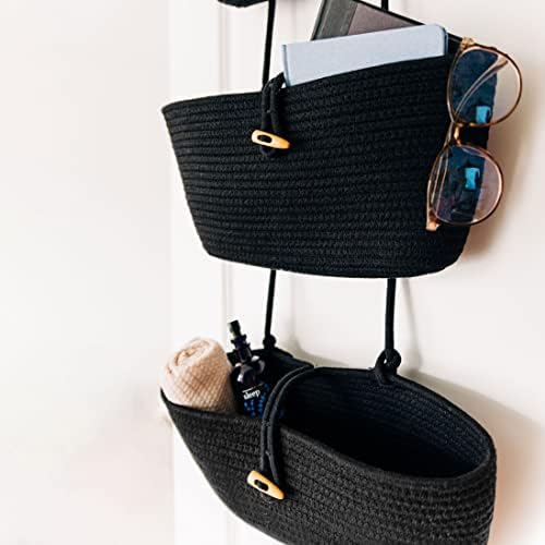 OrganiHaus Over the Door Organizer, Woven Rope Hanging Baskets - Image 3