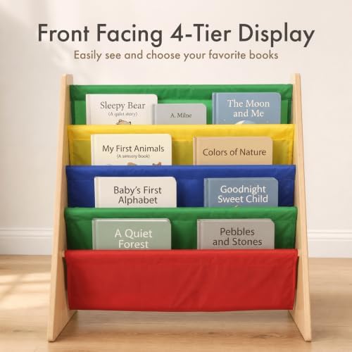 Humble Crew Kids Bookshelf, Montessori Front Facing Toddler Bookcase 4 Tier - Image 4