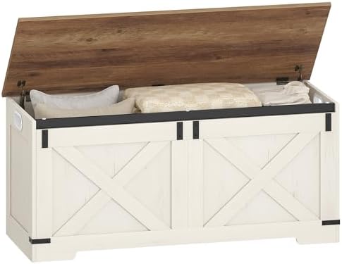Hzuaneri 43" Farmhouse Storage Chest and Bench | 55 Gal | 330lb Seat by Hzuaneri