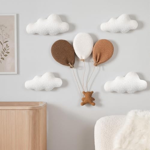 Chumia 5 Pcs Teddy Bear Nursery Wall Decor Balloons Nursery Wall Art - Image 5