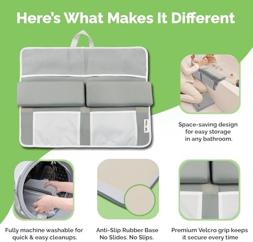 Wobbi Baby Bath Kneeler and Elbow Rest Pad Set | Extra Thick Memory Foam Support - Image 5