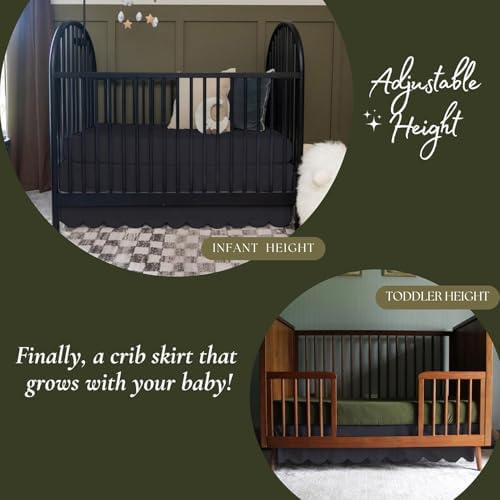 100% Microfiber Scalloped Mini Crib Skirt 24"x 38" - Image 2