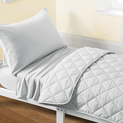 FLXXIE 4-Piece Microfiber Toddler Bedding Set, Light Grey by FLXXIE
